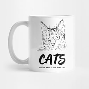 Cats - Because People Suck Sometimes - Black Version Mug